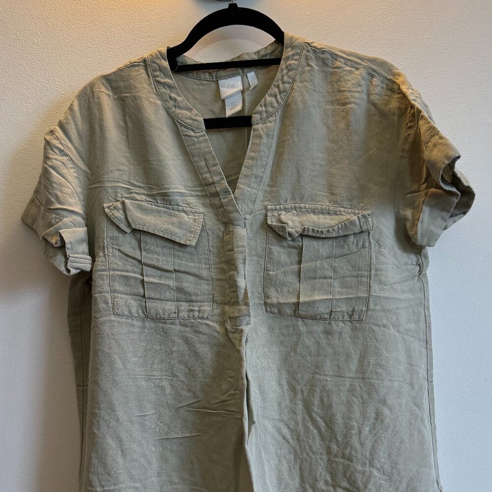 NWOT khaki linen blend dress